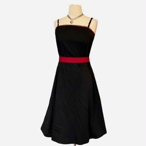 Morbid Threads Black Midi Dress with Red Highlights